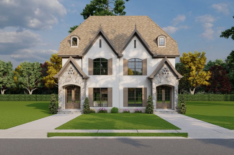 House Blueprint - European Exterior - Front Elevation Plan #17-3400