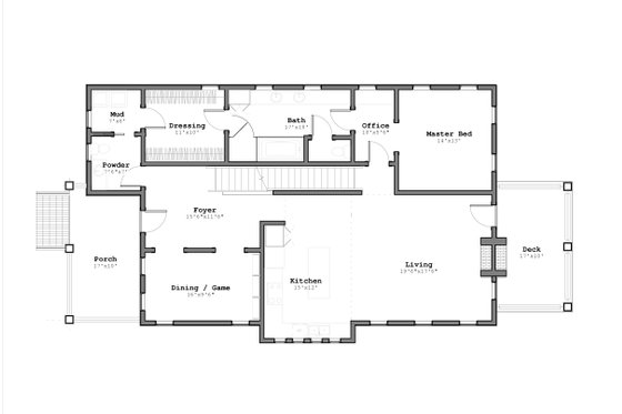 Floor Plan - Main Floor for Contemporary House Plan #926-4 - 5 bed, 3.5 bath