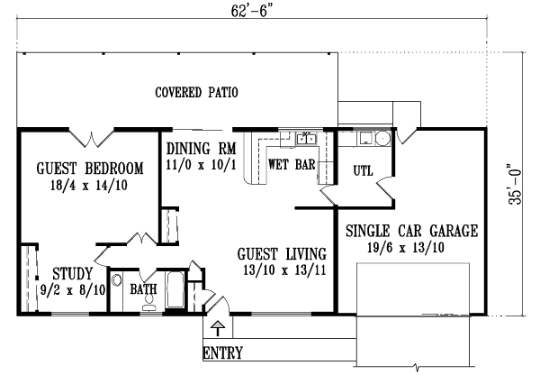 Dream House Plan - Ranch Floor Plan - Main Floor Plan #1-1055