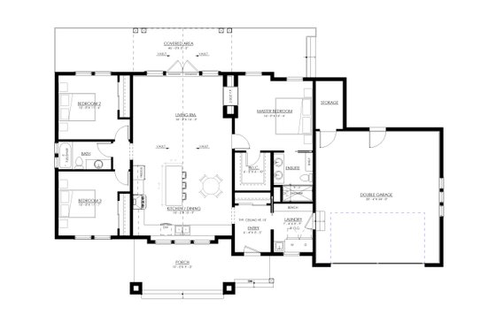 Floor Plan - Main Floor for Farmhouse House Plan #1114-74 - 3 bed, 2 bath
