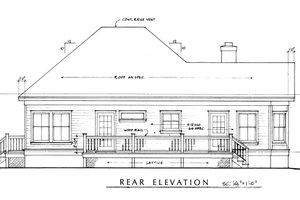 Exterior - Rear Elevation for Farmhouse House Plan #140-133 - 2 bed, 2 bath