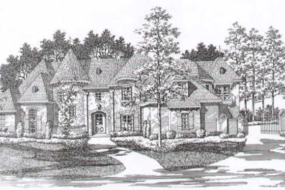 Exterior - Front Elevation for European House Plan #141-239 - 5 bed, 4.5 bath