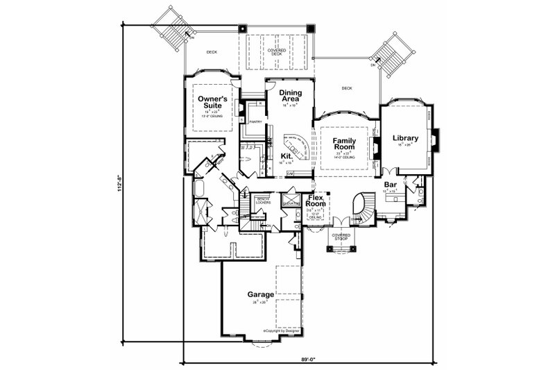 Dream House Plan - Floor Plan - Main Floor for Craftsman House Plan #20-2538 - 4 bed, 4.5 bath