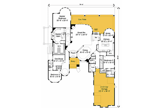Floor Plan - Main Floor for European House Plan #135-200 - 3 bed, 3.5 bath