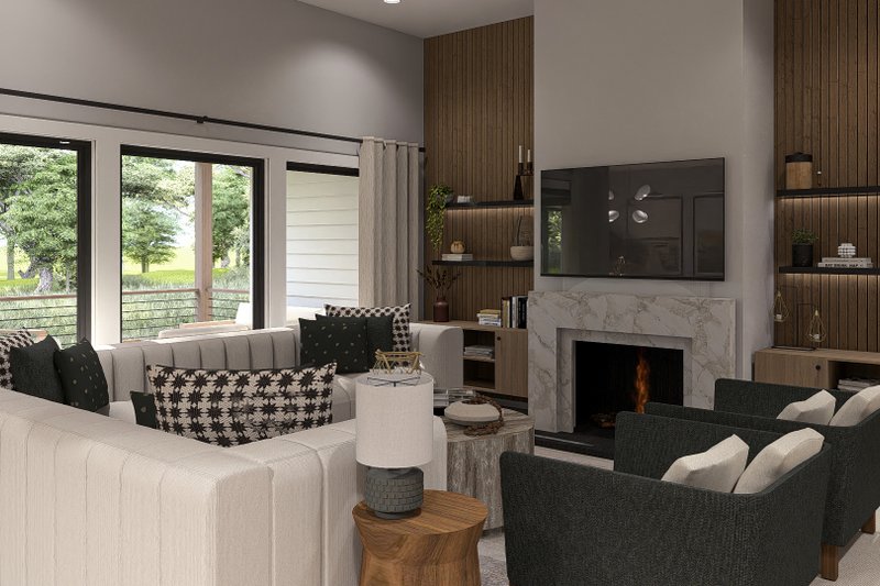 Architectural House Design - Interior - Family Room for Farmhouse House Plan #455-211 - 3 bed, 3 bath