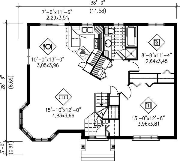 Architectural House Design - Traditional Floor Plan - Main Floor Plan #25-162
