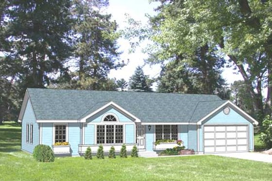 Exterior - Front Elevation for Ranch House Plan #116-146 - 3 bed, 2 bath