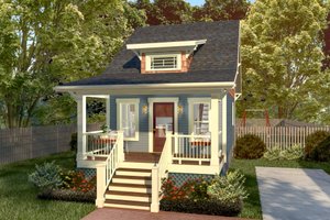 Exterior - Front Elevation for Bungalow House Plan #79-308 - 1 bed, 1 bath