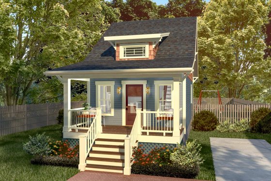 Exterior - Front Elevation for Bungalow House Plan #79-308 - 1 bed, 1 bath
