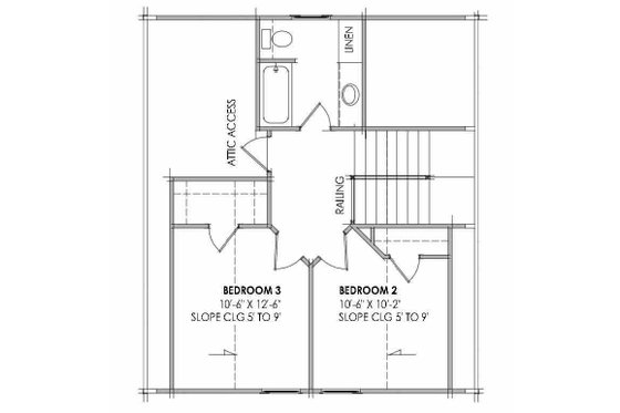 Floor Plan - Upper Floor for Bungalow House Plan #1096-169 - 3 bed, 2 bath