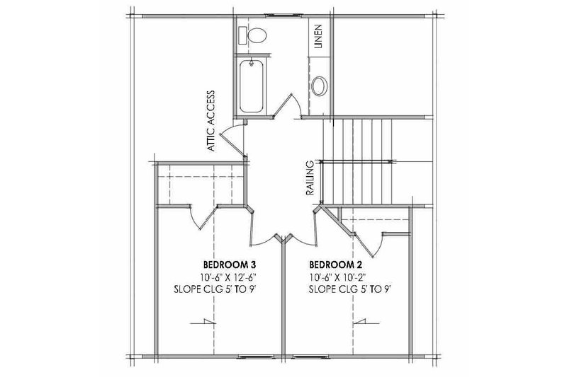 Architectural House Design - Floor Plan - Upper Floor for Bungalow House Plan #1096-169 - 3 bed, 2 bath