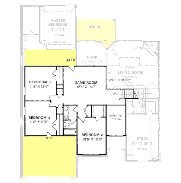 House Design - Traditional Floor Plan - Upper Floor Plan #20-178