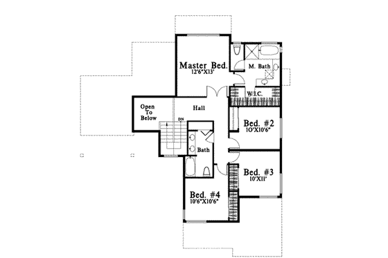 Floor Plan - Upper Floor for Traditional House Plan #78-133 - 4 bed, 3 bath