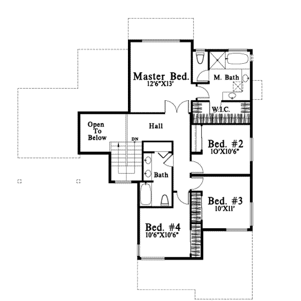 Traditional Floor Plan - Upper Floor Plan #78-133
