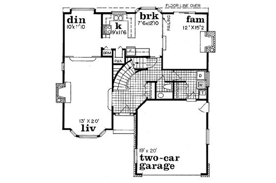 Floor Plan - Main Floor for Traditional House Plan #47-154 - 4 bed, 2.5 bath