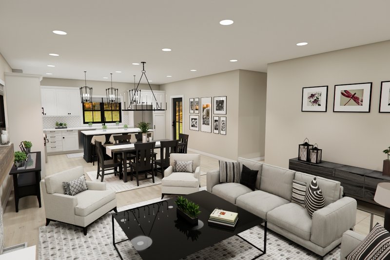 House Design - Interior - Family Room for Farmhouse House Plan #51-1389 - 3 bed, 2.5 bath