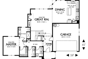 Floor Plan - Main Floor for Craftsman House Plan #48-372 - 3 bed, 2.5 bath