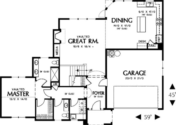 Architectural House Design - Craftsman Floor Plan - Main Floor Plan #48-372