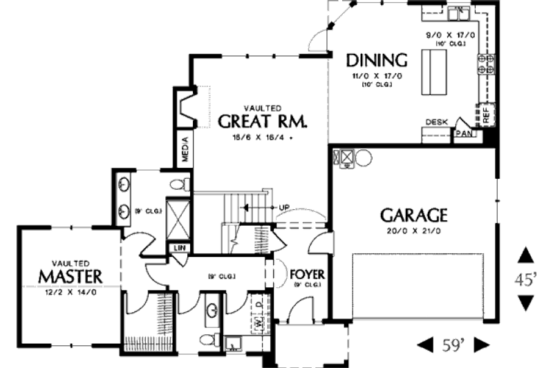 Home Plan - Floor Plan - Main Floor for Craftsman House Plan #48-372 - 3 bed, 2.5 bath