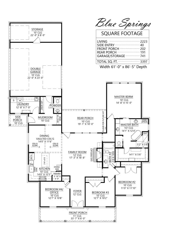 Southern Floor Plan - Main Floor Plan #1074-35