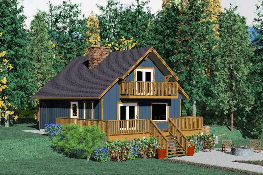 Log Style House Plan - 2 Beds 2 Baths 1362 Sq/Ft Plan #126-107