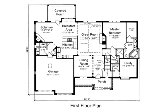Floor Plan - Main Floor for European House Plan #46-515 - 4 bed, 2.5 bath