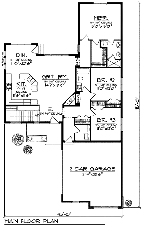 Architectural House Design - Bungalow Floor Plan - Main Floor Plan #70-904