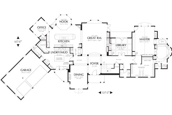 Floor Plan - Main Floor for Craftsman House Plan #48-622 - 4 bed, 4.5 bath