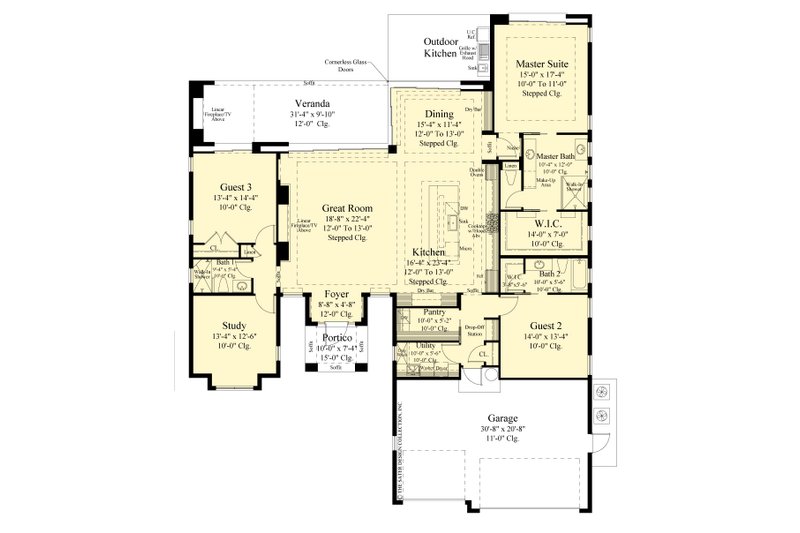 Architectural House Design - Floor Plan - Main Floor for Modern House Plan #930-531 - 3 bed, 3 bath