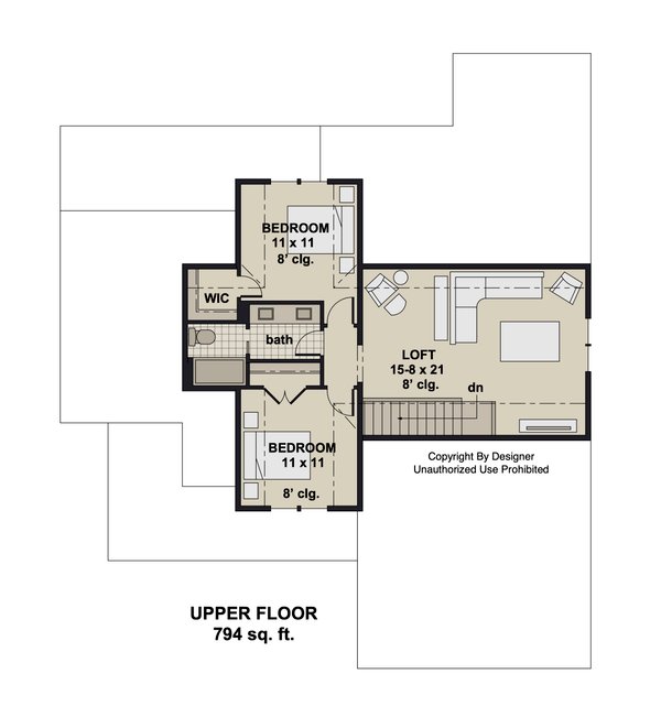 Traditional Floor Plan - Upper Floor Plan #51-1415