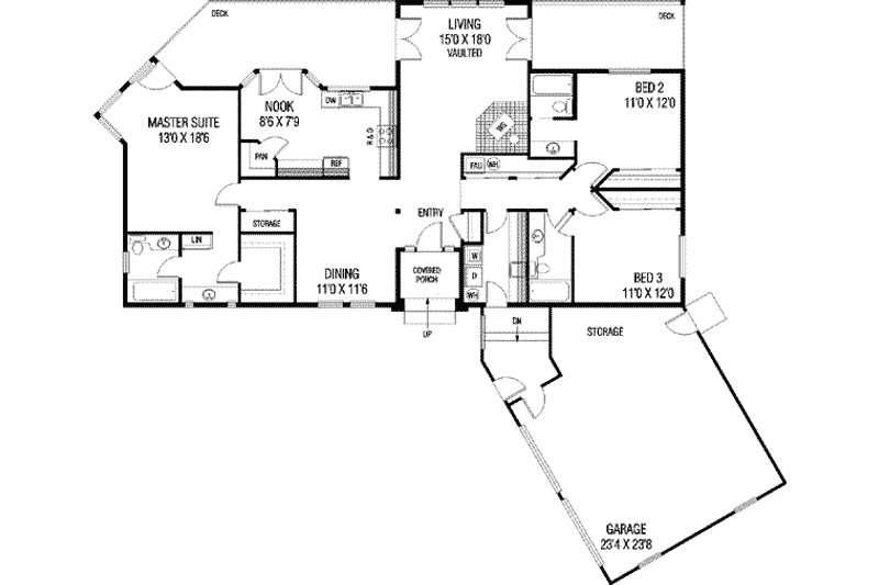 House Plan Design - Floor Plan - Main Floor for Traditional House Plan #60-124 - 3 bed, 2 bath