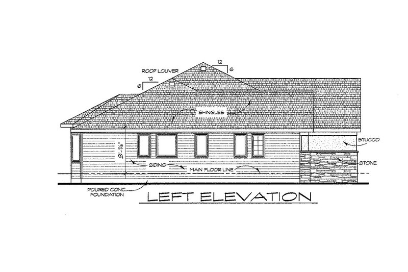House Blueprint - Exterior - Front Elevation 3 for Traditional House Plan #20-2106 - 3 bed, 2 bath