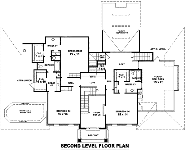 Colonial Floor Plan - Upper Floor Plan #81-1354