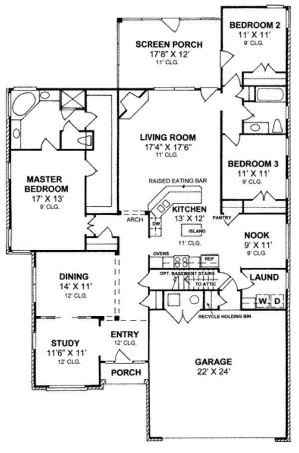 House Plan Design - Traditional Floor Plan - Main Floor Plan #20-1590