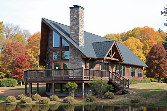 Exterior - Front Elevation 3 for Cabin House Plan #3-290 - 3 bed, 2 bath