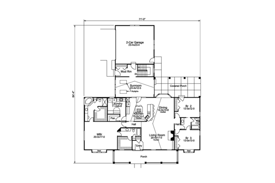 Floor Plan - Main Floor for Country House Plan #57-577 - 3 bed, 3 bath