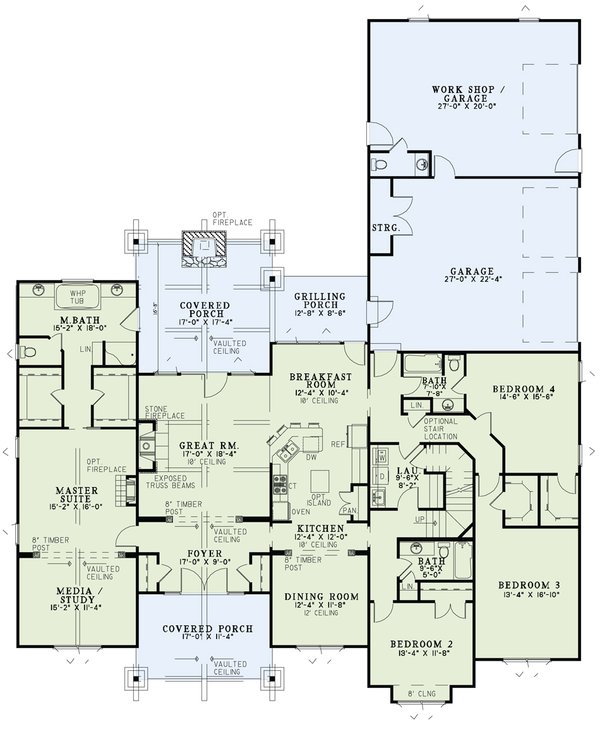 Dream House Plan - Country Floor Plan - Main Floor Plan #17-3313