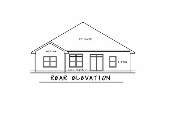 Exterior - Rear Elevation for Farmhouse House Plan #20-2393 - 3 bed, 2 bath