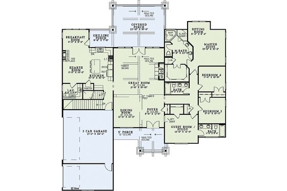 Floor Plan - Main Floor for Craftsman House Plan #17-2375 - 6 bed, 4.5 bath