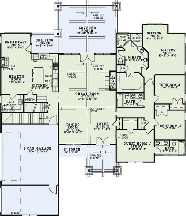 Dream House Plan - Craftsman Floor Plan - Main Floor Plan #17-2375