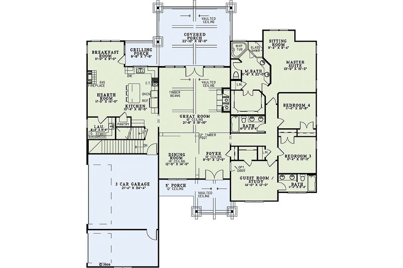 Home Plan - Floor Plan - Main Floor for Craftsman House Plan #17-2375 - 6 bed, 4.5 bath