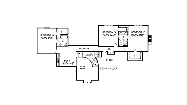Southern Floor Plan - Upper Floor Plan #312-112