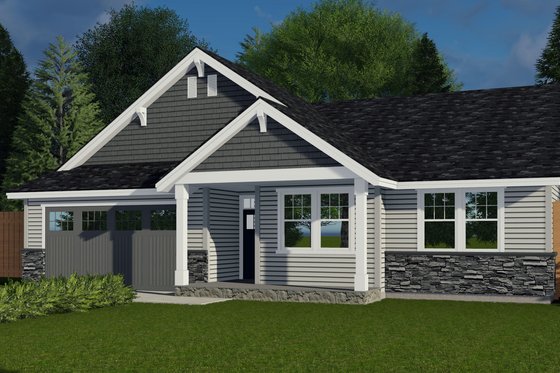 Exterior - Front Elevation for Craftsman House Plan #53-468 - 3 bed, 2 bath