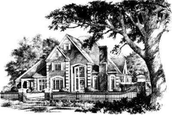 Exterior - Front Elevation for European House Plan #310-196 - 4 bed, 3.5 bath