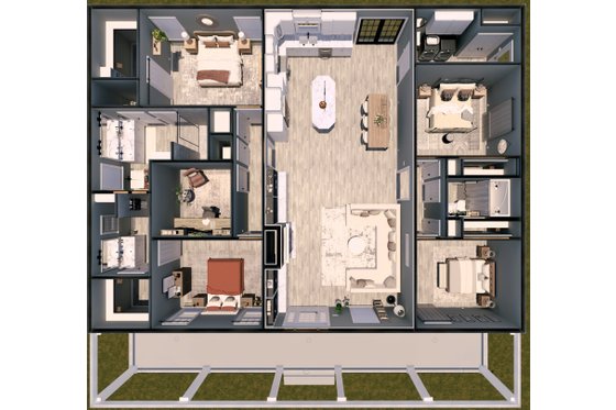 Floor Plan - Main Floor for Traditional House Plan #44-253 - 4 bed, 3 bath