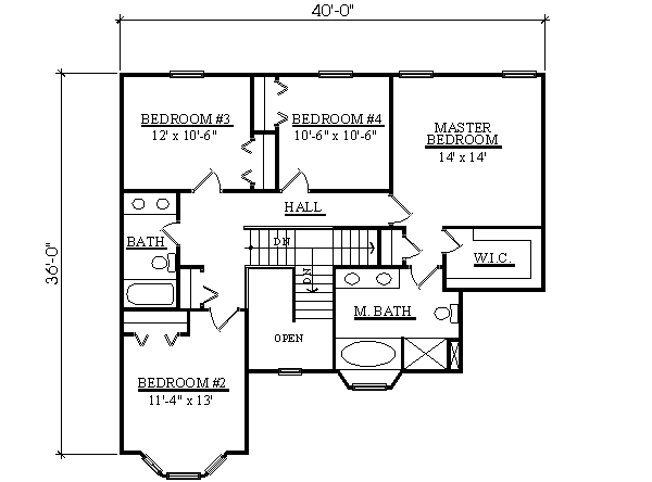 Traditional Floor Plan - Upper Floor Plan #123-101