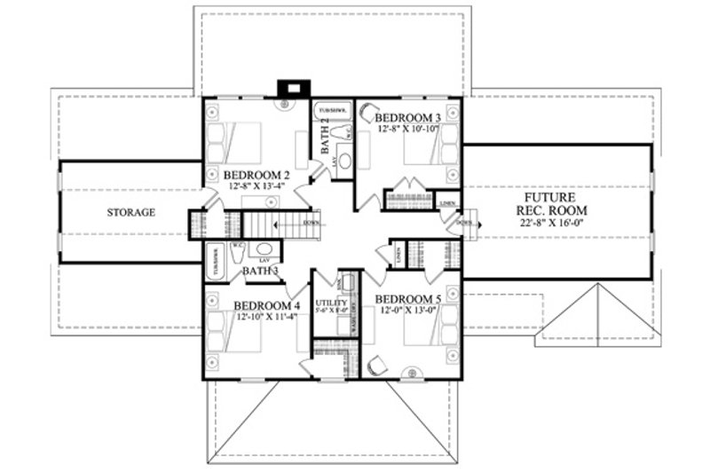 House Plan Design - Floor Plan - Upper Floor for Farmhouse House Plan #137-398 - 6 bed, 4 bath