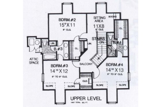 Floor Plan - Upper Floor for Colonial House Plan #310-918 - 4 bed, 4 bath