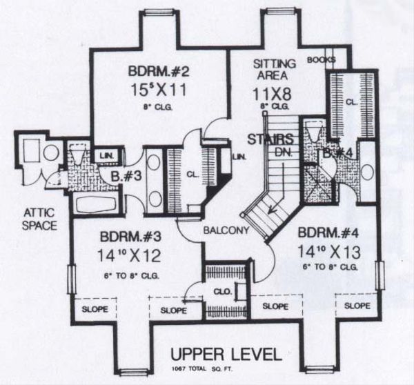 Colonial Floor Plan - Upper Floor Plan #310-918
