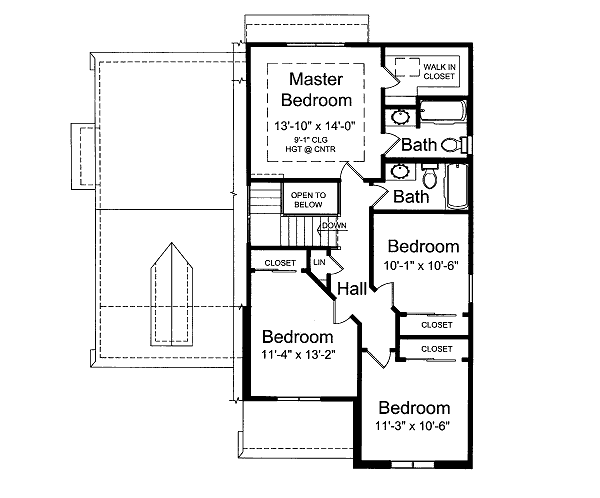 Architectural House Design - Traditional Floor Plan - Upper Floor Plan #46-422